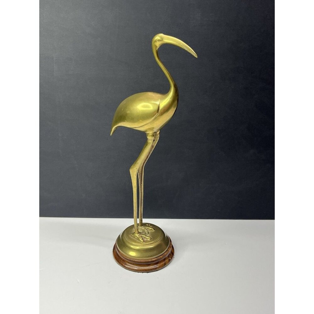 Brass Egret Crane Mid Century Modern 13.5 Inches tall MCM